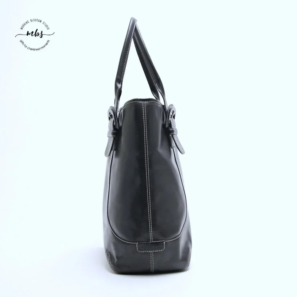 Cole Haan Contrast Stitch‎ Leather Large Tote - Picture 5 of 15